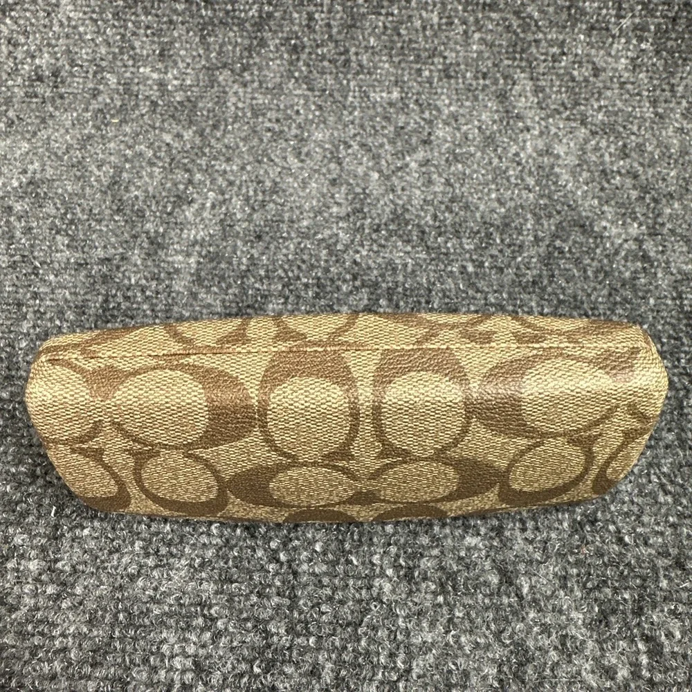 Coach Signature Monogram Eyeglass Case Hard Shell Brown Khaki Sunglasses